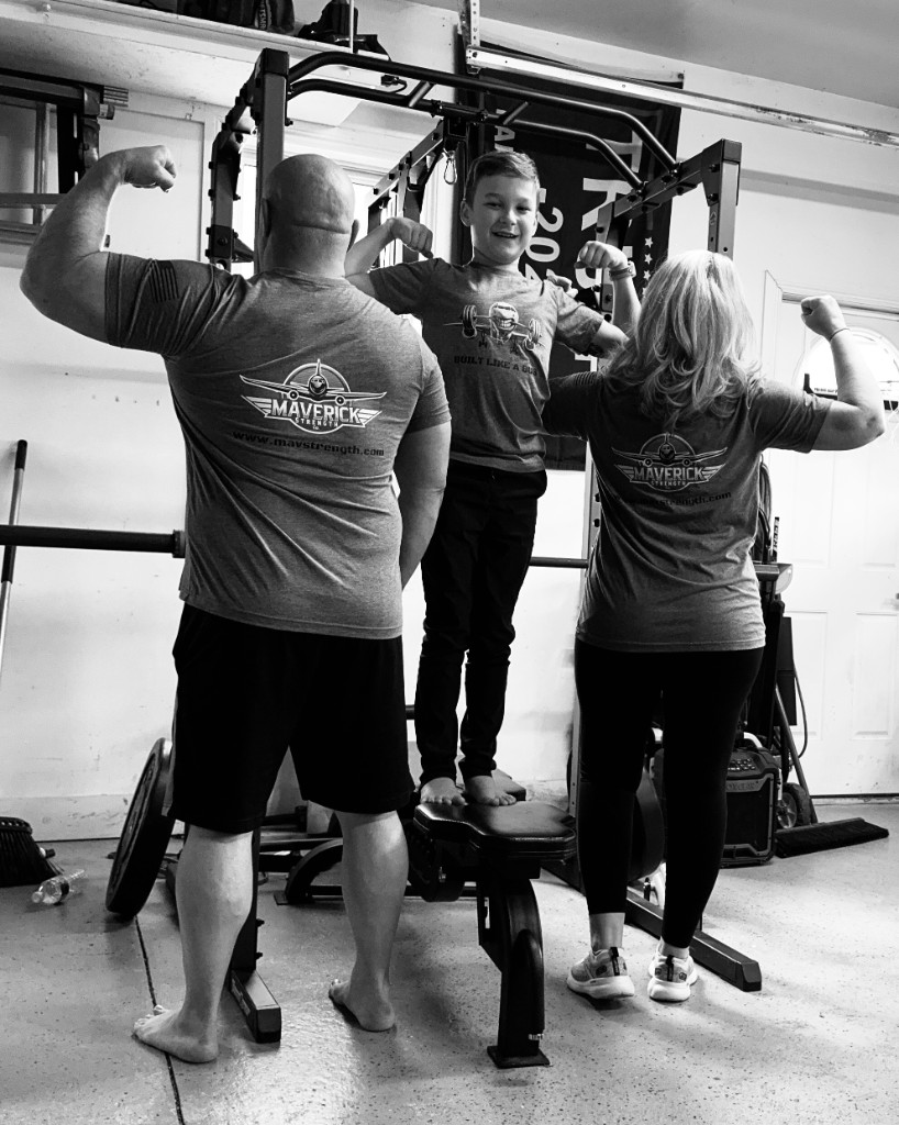 Maverick Strength Co. family training together in home gym